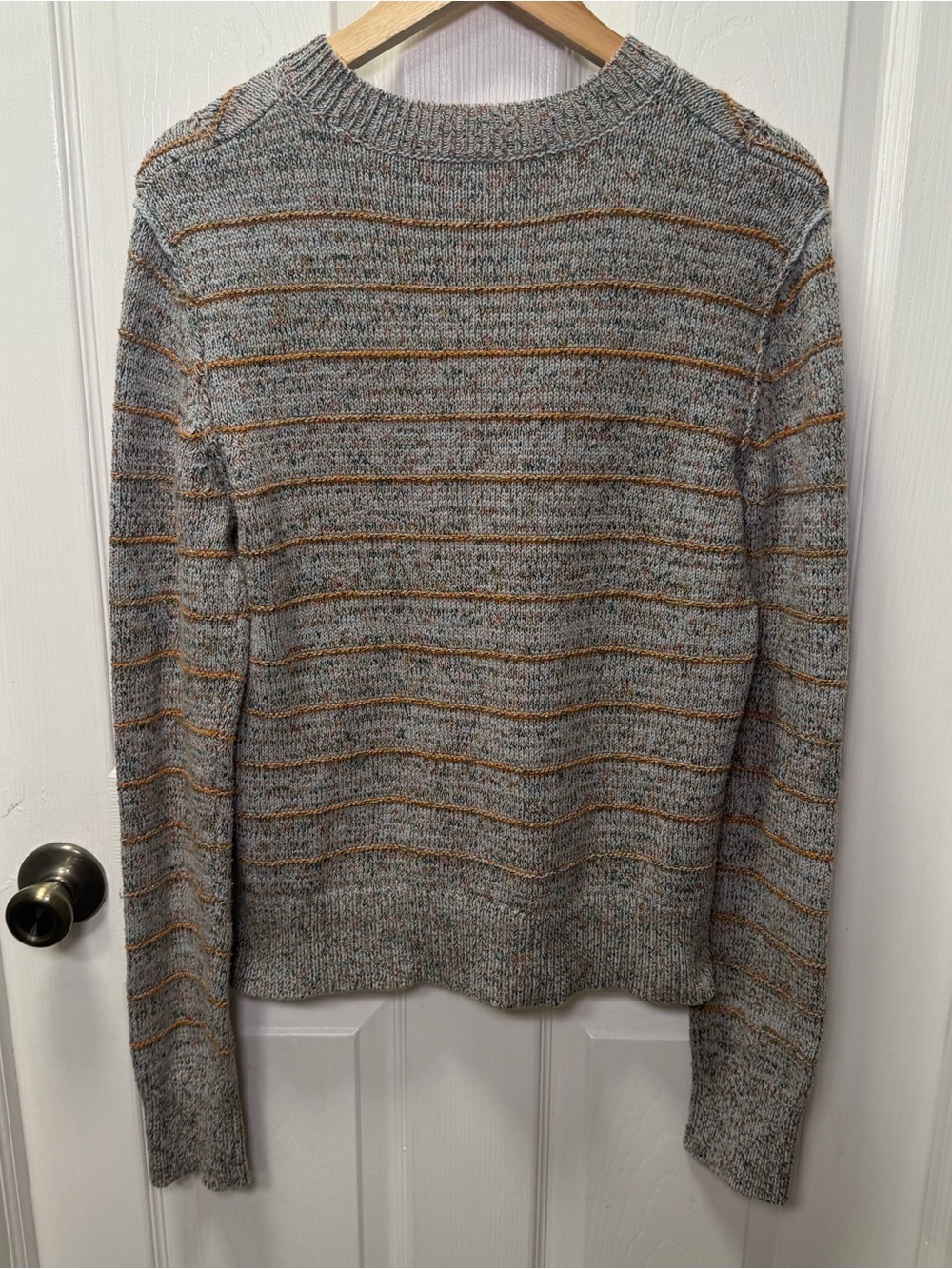 Free People Gray Marled Chevron Knit Crewneck Sweater Women’s Medium - Picture 8 of 13